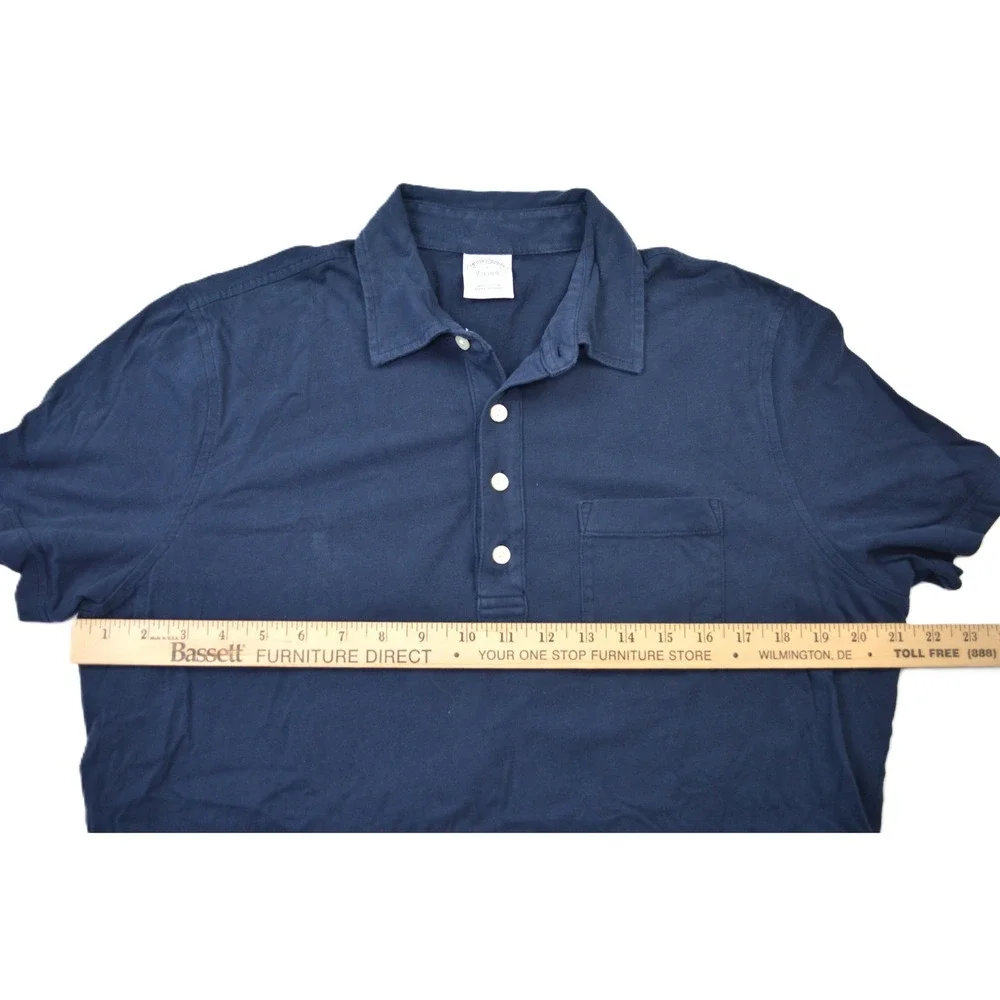 Brooks Brothers Mens Navy Blue Cotton Short Sleeve Pocket Polo Shirt Size L - Picture 6 of 8